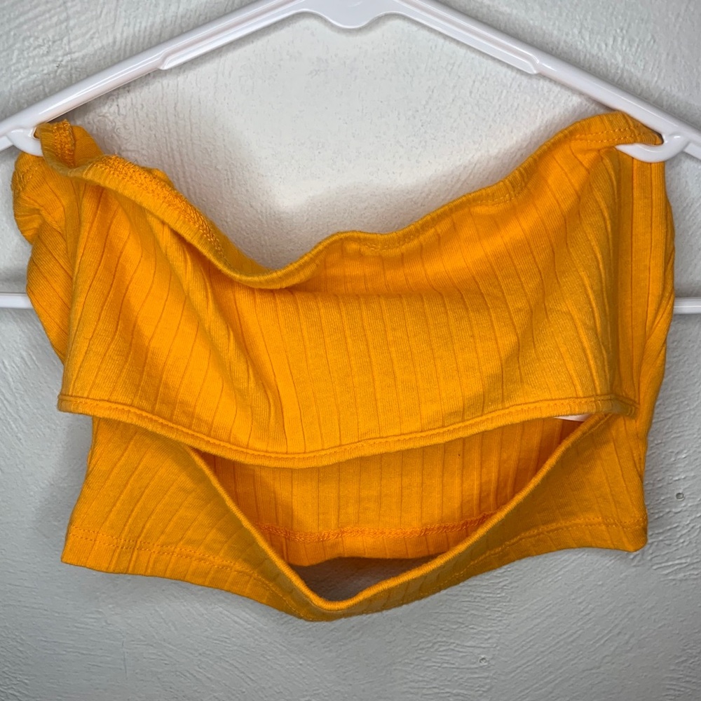 Cute middle cut orange tube top